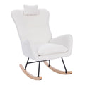Teddy Upholstered Nursery Rocking Chair For Living Room Bedroom White Teddy White Foam Metal