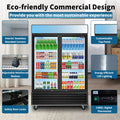 Orikool Glass Door Merchandiser Refrigerator 44.7 Cu.Ft Swing Door Commercial Display Refrigerators Merchandising Refrigeration With Led Top Panel Black Steel
