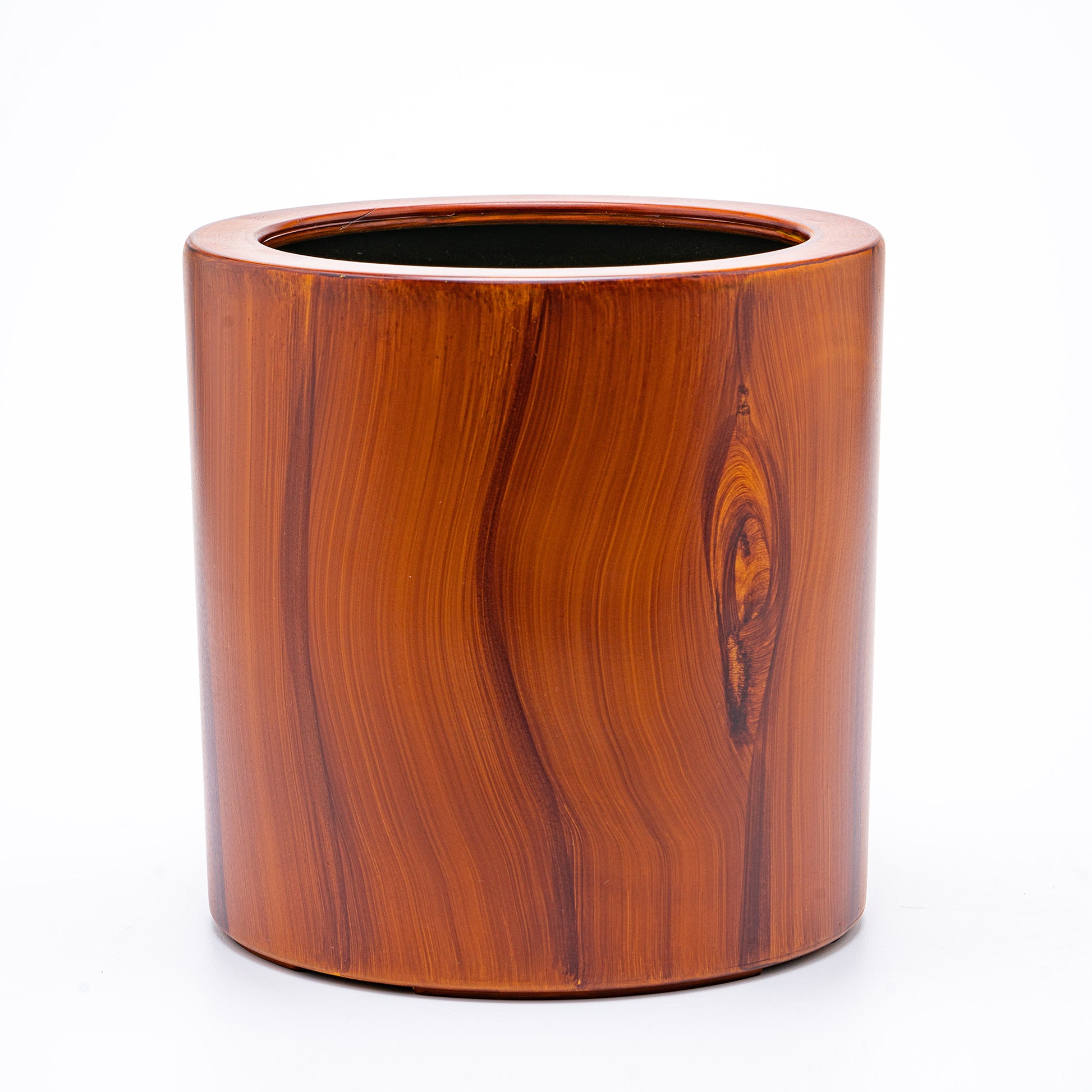 7.8 In. Dark Wood Plastic Self Watering Planter Pot Dark Brown Abs