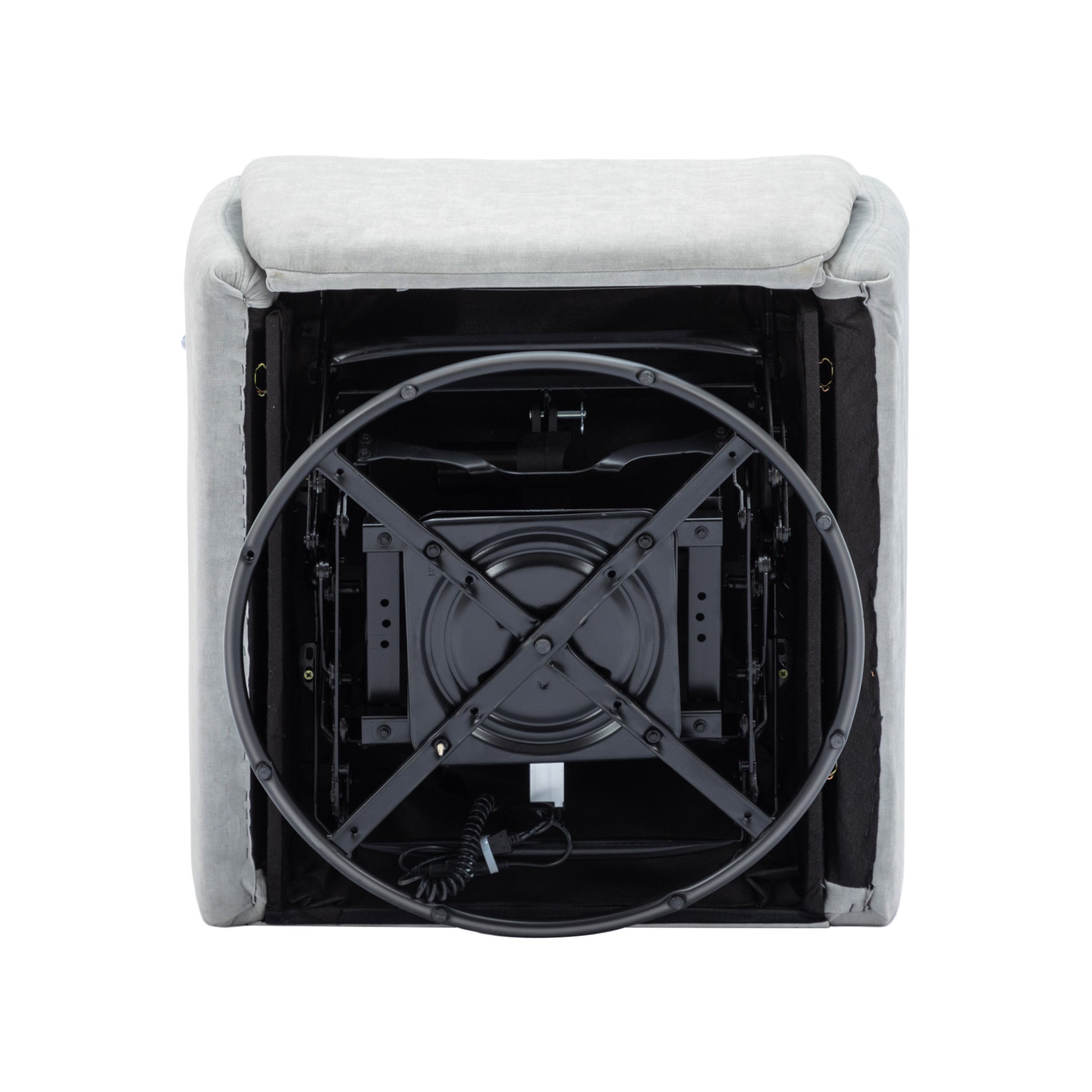 270 Degree Swivel Electric Recliner Home Theater Seating Single Reclining Sofa Rocking Motion Recliner With A Phone Holder For Living Room, Grey Grey Foam Polyester