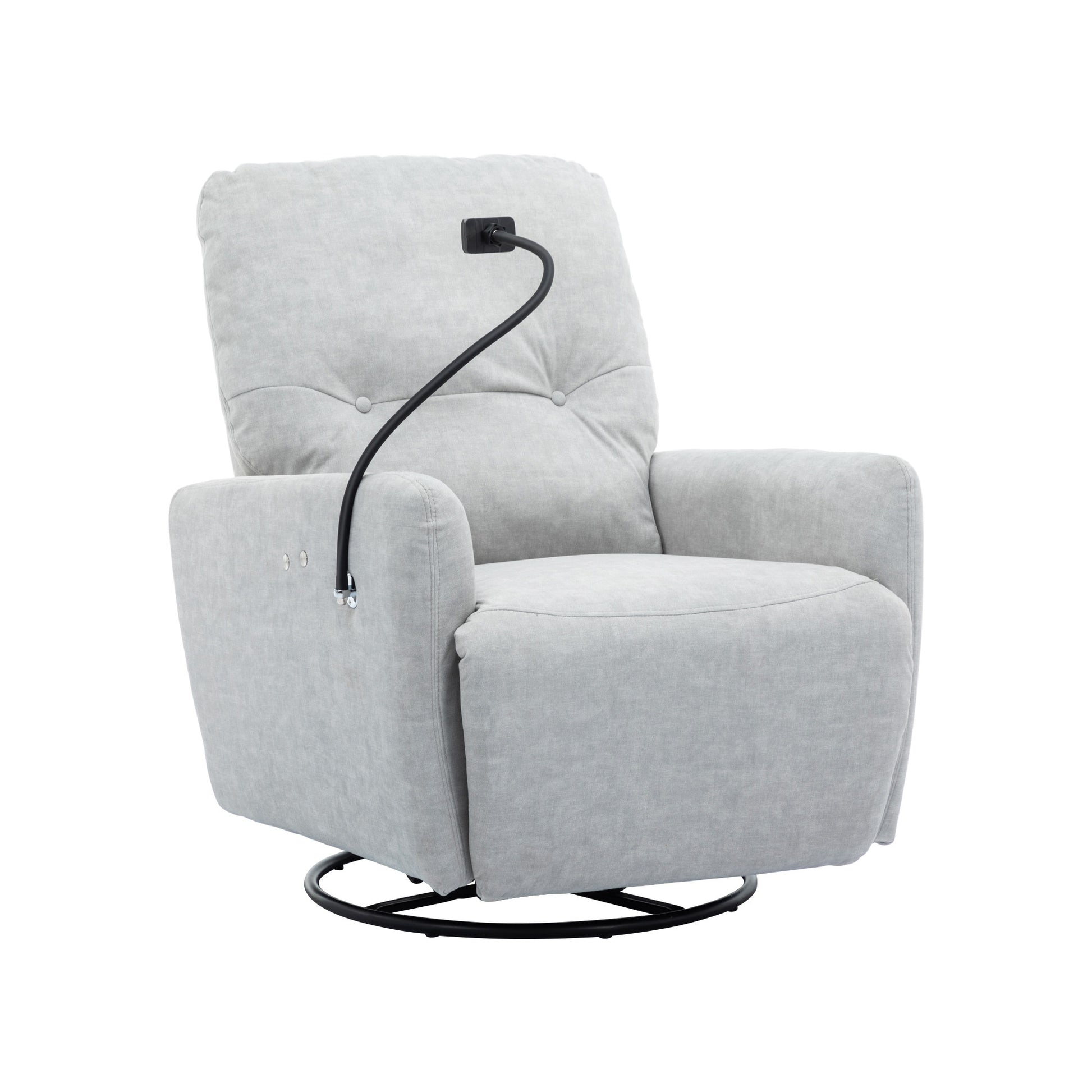 270 Degree Swivel Electric Recliner Home Theater Seating Single Reclining Sofa Rocking Motion Recliner With A Phone Holder For Living Room, Grey Grey Foam Polyester