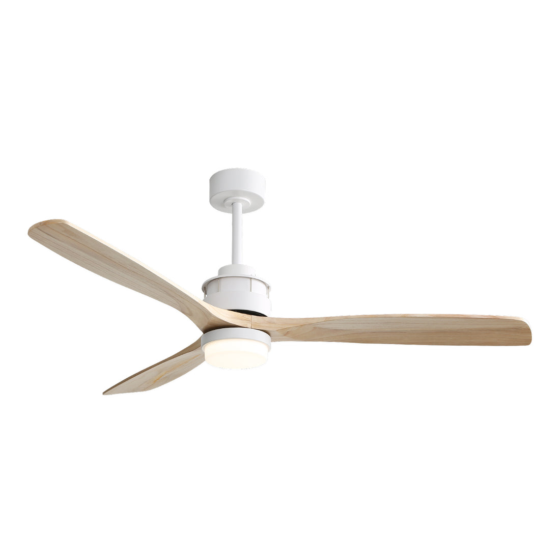 60 Inch Modern Remote Control, 3 Solid Wood Blades, Suitable For Indoor And Outdoor White Metal & Wood