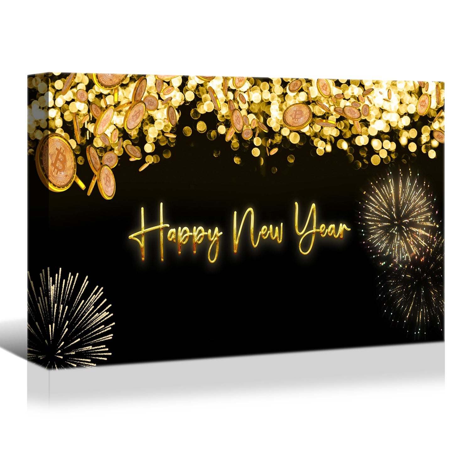 1Pcs Framed Canvas Wall Art Decor Painting For Year,Happy Year Gift Painting For Year Gift, Decoration For Chrismas Eve Office Living Room, Bedroom Decor 3624In Thickness 1.5Inch Rectangle Framed Multicolor Year'S Oversized 41In Canvas Cultures And