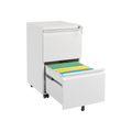 Metal 2 Drawer Mobile File Cabinet With Lock, Under Desk Office Steel Filing Cabinet, 25.6''H Legal Letter Size Files Storage Cabinet,White Filing Cabinets 1 2 Drawers White Office Mobile Steel
