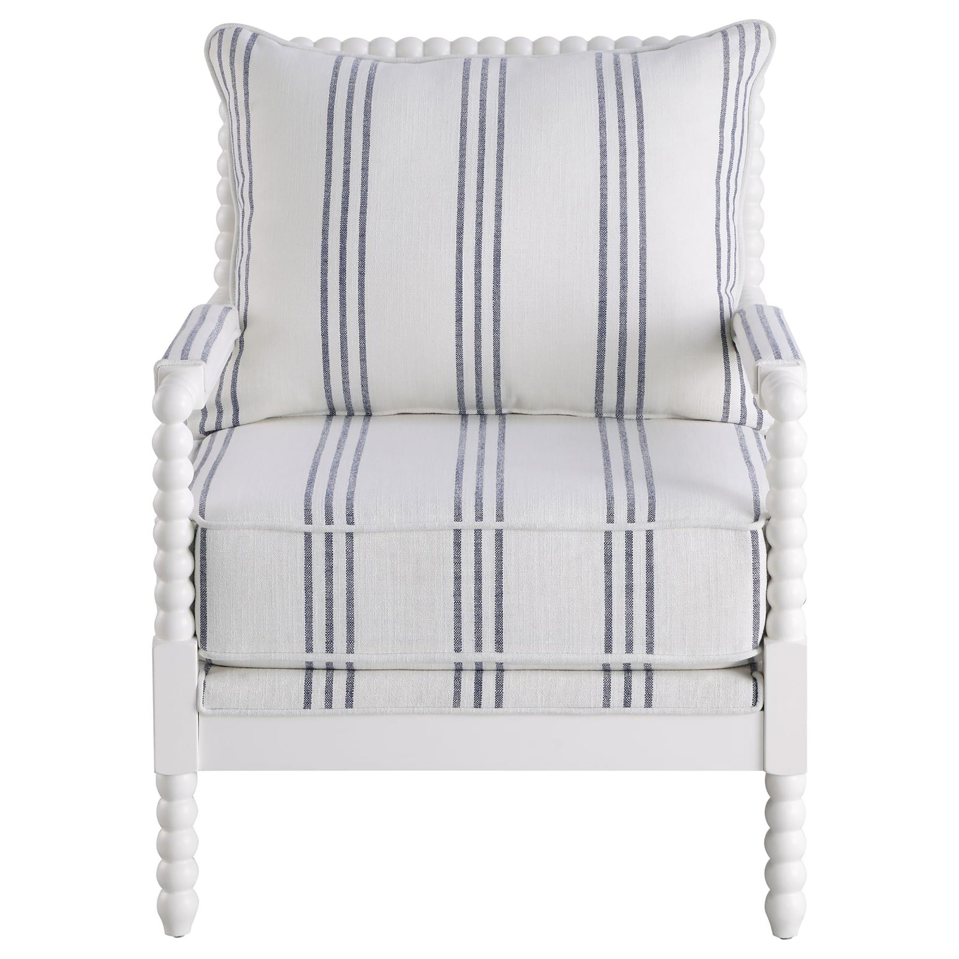 White And Navy Upholstered Stripe Accent Chair White White Primary Living Space Traditional Foam Fabric