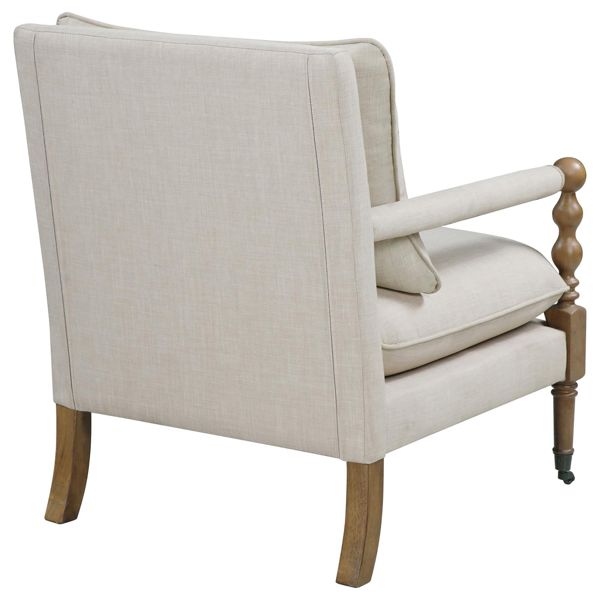 Beige Wooden Accent Chair With Turned Legs Beige Light Brown Primary Living Space Traditional Rubberwood Foam Fabric