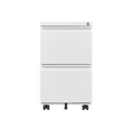 Metal 2 Drawer Mobile File Cabinet With Lock, Under Desk Office Steel Filing Cabinet, 25.6''H Legal Letter Size Files Storage Cabinet,White Filing Cabinets 1 2 Drawers White Office Mobile Steel