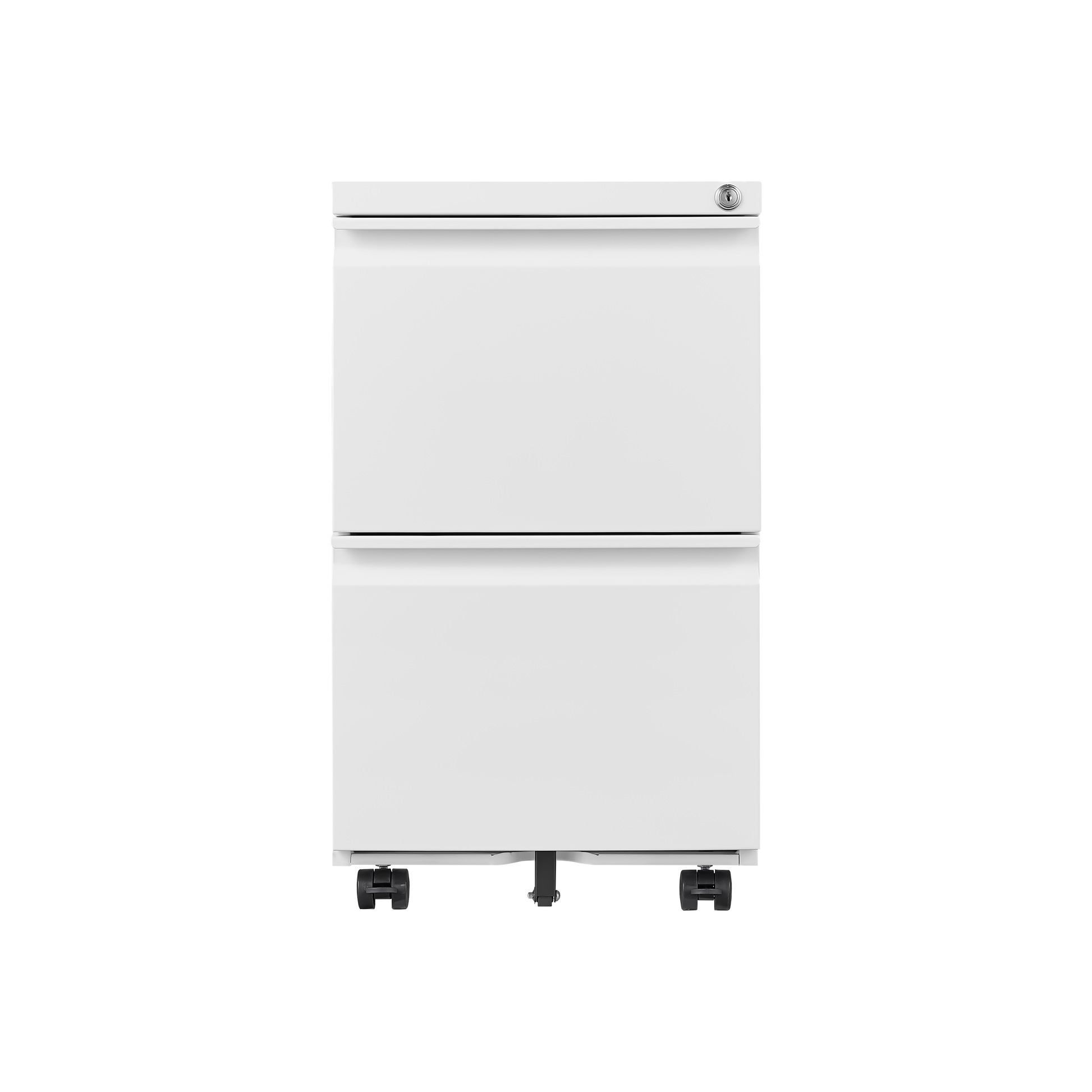 Metal 2 Drawer Mobile File Cabinet With Lock, Under Desk Office Steel Filing Cabinet, 25.6''H Legal Letter Size Files Storage Cabinet,White Filing Cabinets 1 2 Drawers White Office Mobile Steel