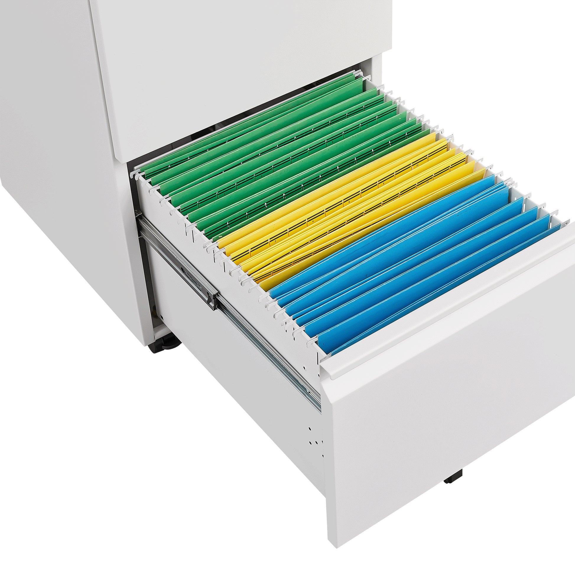 Metal 2 Drawer Mobile File Cabinet With Lock, Under Desk Office Steel Filing Cabinet, 25.6''H Legal Letter Size Files Storage Cabinet,White Filing Cabinets 1 2 Drawers White Office Mobile Steel