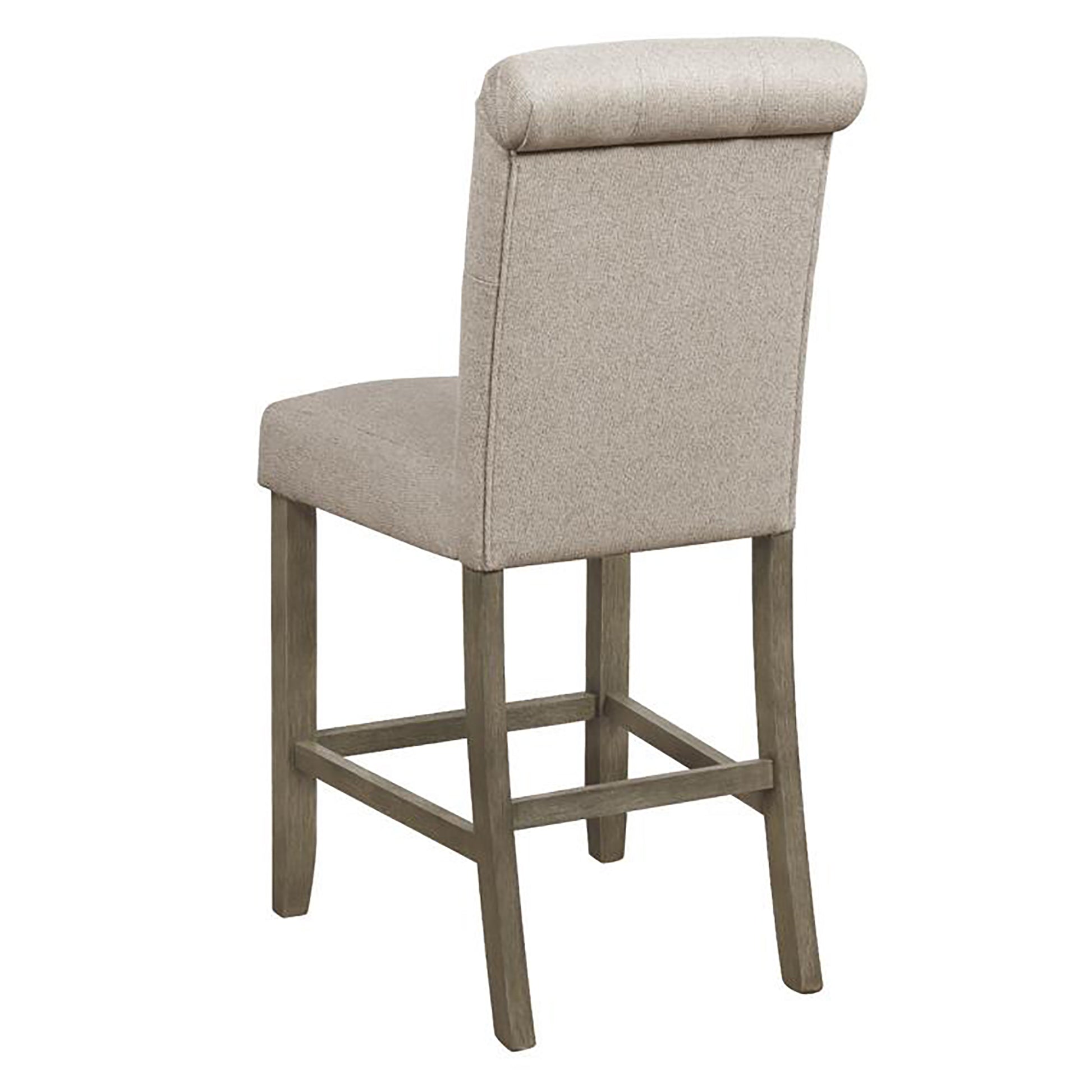 Beige And Rustic Brown Upholstered Counter Height Stools Set Of 2 Solid Beige Brown Dining Room Foam Spot Clean Farmhouse,Rustic Bar Stools Tufted Back Foam Fabric