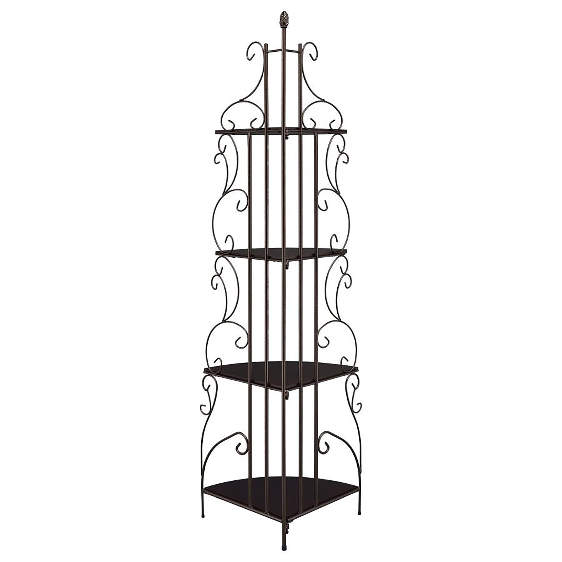 Cappuccino 4 Shelf Corner Bookcase 4 Cappuccino Brown Corner Vertical Office Open Back Wood Traditional Wood Metal