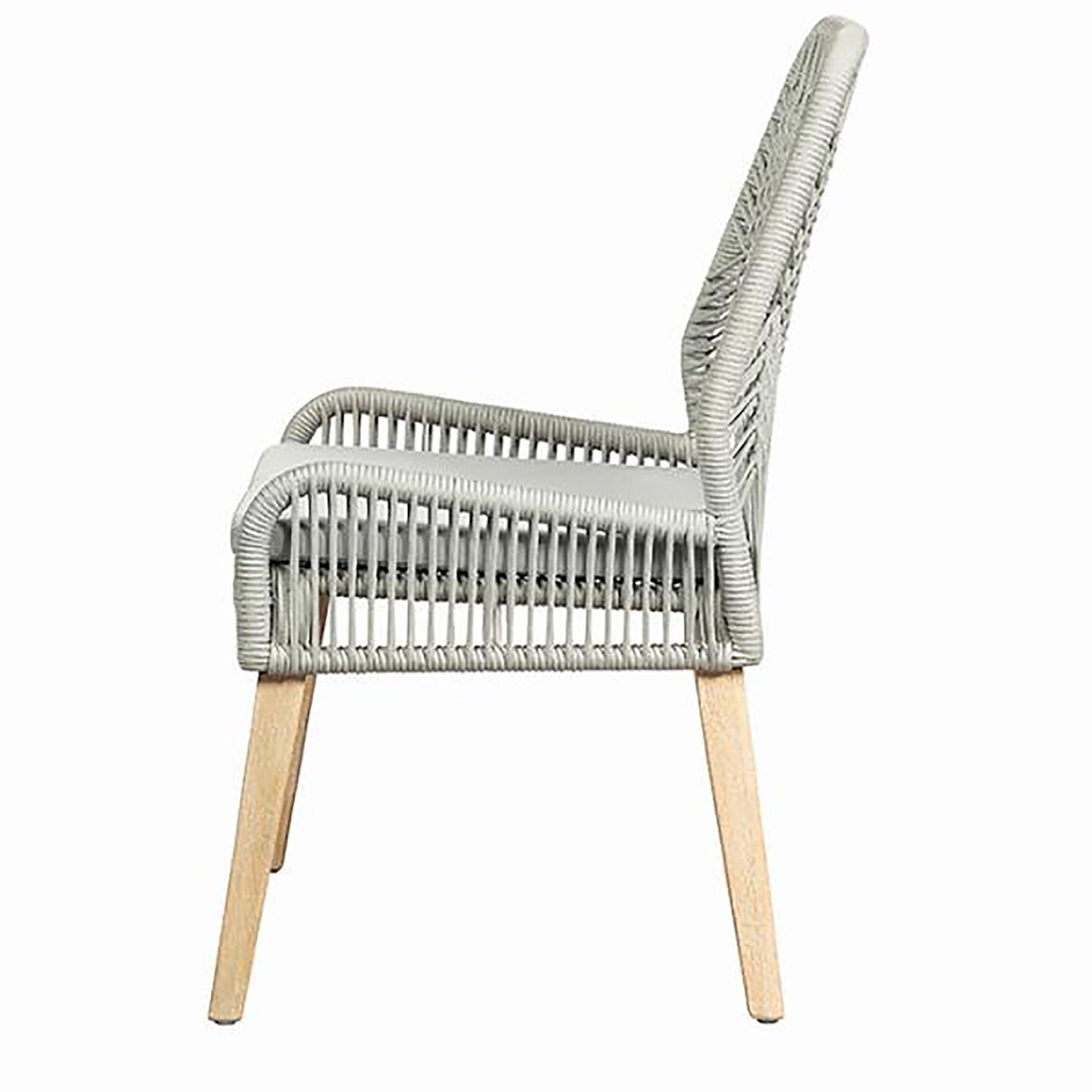 Grey And Weathered Wash Woven Back Side Chairs Set Of 2 Cushion Solid Grey Dining Room Foam Spot Clean Coastal Dining Chairs Mango Solid Back Woven Rope