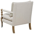 Beige Wooden Accent Chair With Turned Legs Beige Light Brown Primary Living Space Traditional Rubberwood Foam Fabric