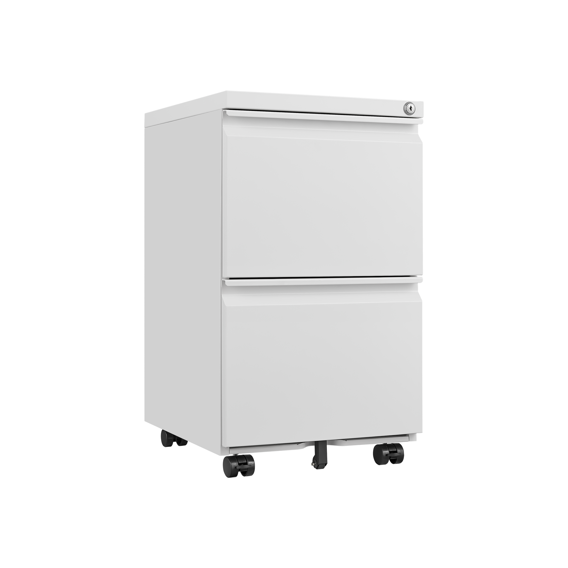 Metal 2 Drawer Mobile File Cabinet With Lock, Under Desk Office Steel Filing Cabinet, 25.6''H Legal Letter Size Files Storage Cabinet,White Filing Cabinets 1 2 Drawers White Office Mobile Steel