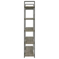 Grey Driftwood And Gunmetal 5 Tier Bookcase 5 Grey Gray Standard Vertical Office Open Back Wood Farmhouse,Rustic Wood