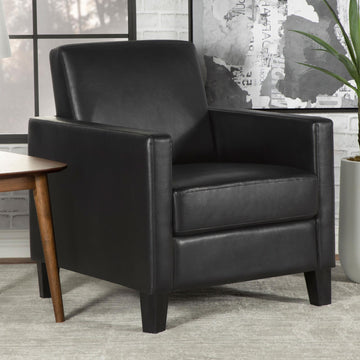 Black Cushion Back Upholstered Accent Chair Black Primary Living Space Contemporary,Modern Foam Faux Leather