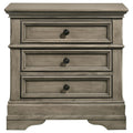 Wheat Rectangular 3 Drawer Nightstand Wheat Gray 3 Drawers Bedroom Drawer Storage Traditional Rubberwood Felt Lined Drawers Wood