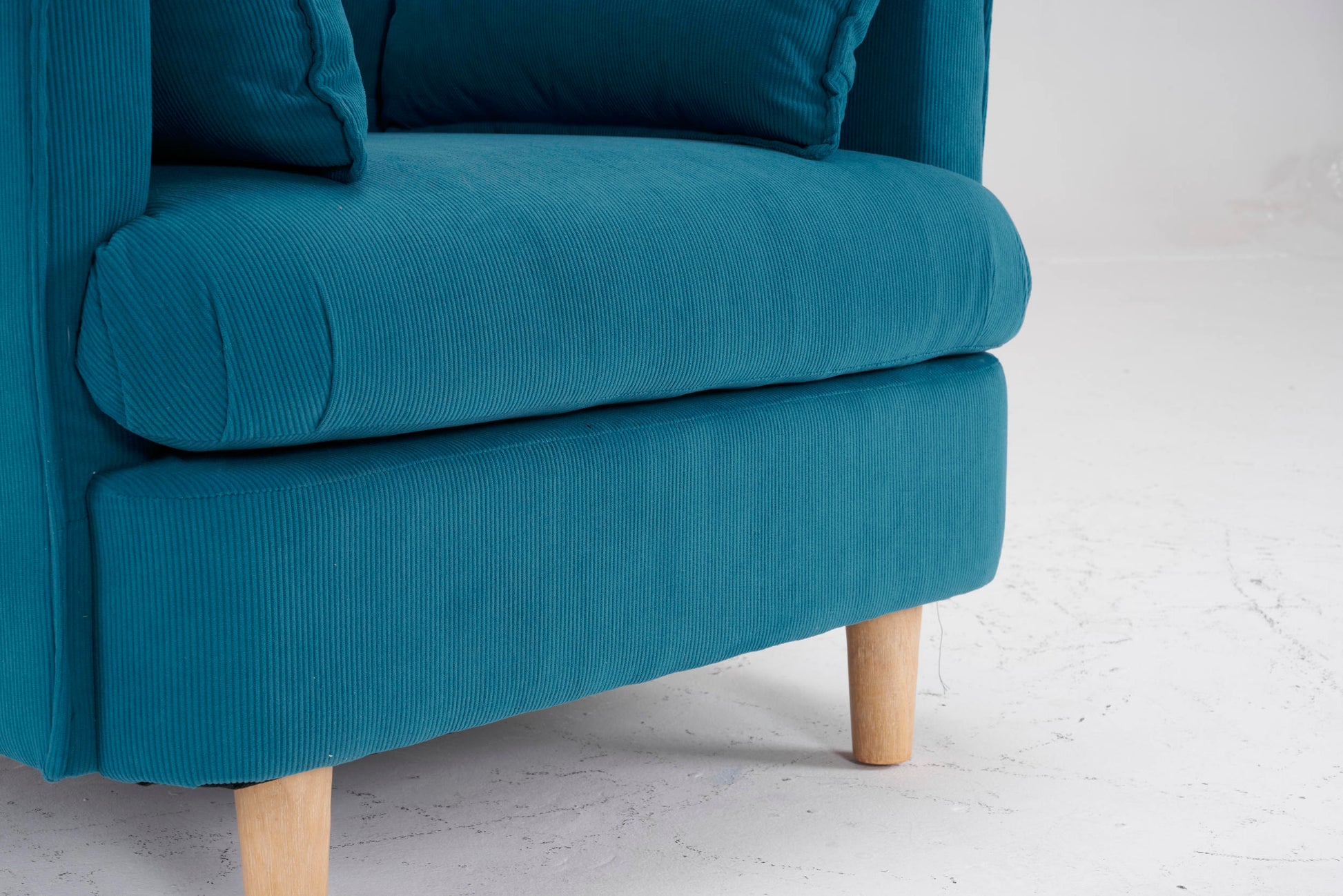 29.5 "W Modern Fabric Decorative Chair Armchair Upholstered Reading Chair Single Sofa Casual Club Chair With Solid Wooden Feet And 2 Pillow, For Living Room, Bedroom, Bed Room, Office, Corduroy Fabric Blue Foam Corduroy