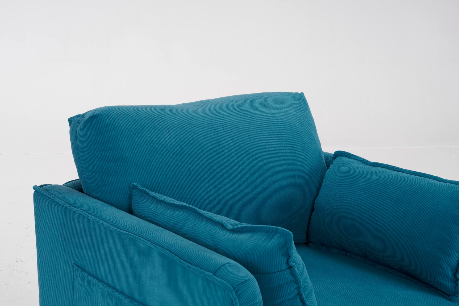 29.5 "W Modern Fabric Decorative Chair Armchair Upholstered Reading Chair Single Sofa Casual Club Chair With Solid Wooden Feet And 2 Pillow, For Living Room, Bedroom, Bed Room, Office, Corduroy Fabric Blue Foam Corduroy