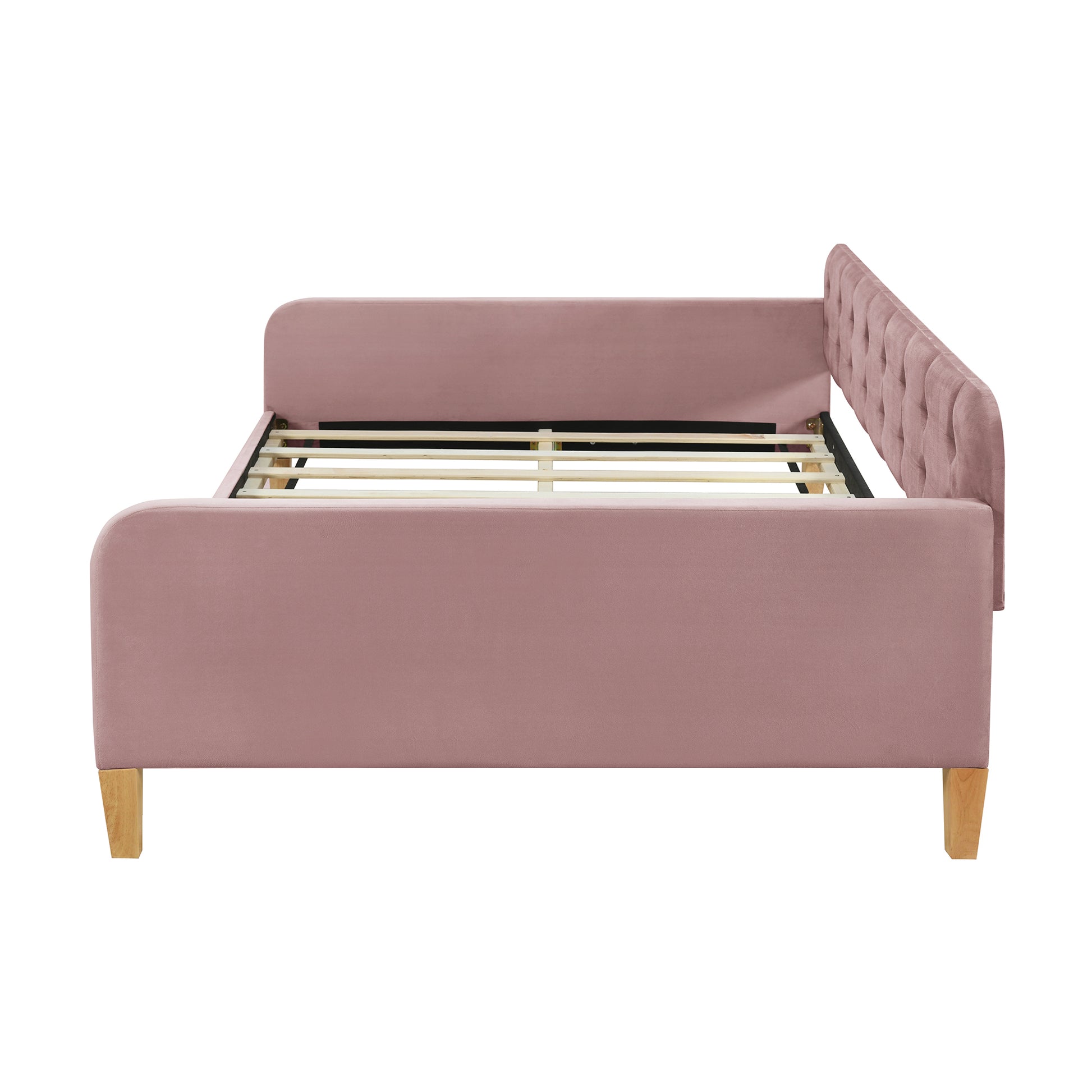 Full Size Upholstered Daybed With 4 Support Legs,Pink Full Pink Upholstered