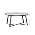 White Faux Marble And Matte Black Coffee Table White Primary Living Space Contemporary,Modern Round Coffee & End Tables Wood Trestle