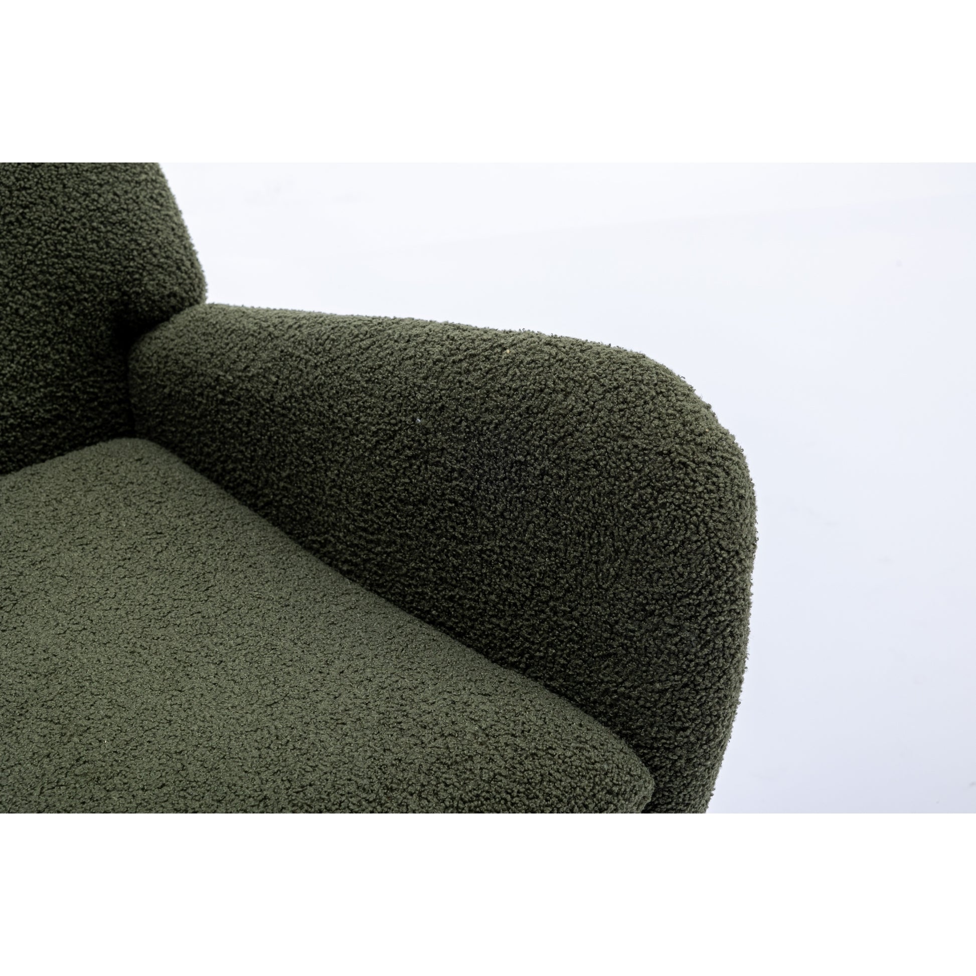 35.5 Inch Rocking Chair With Pocket, Soft Teddy Fabric Rocking Chair For Nursery, Comfy Wingback Glider Rocker With Safe Solid Wood Base For Living Room Bedroom Balcony Dark Green Dark Green Casual Foam Teddy