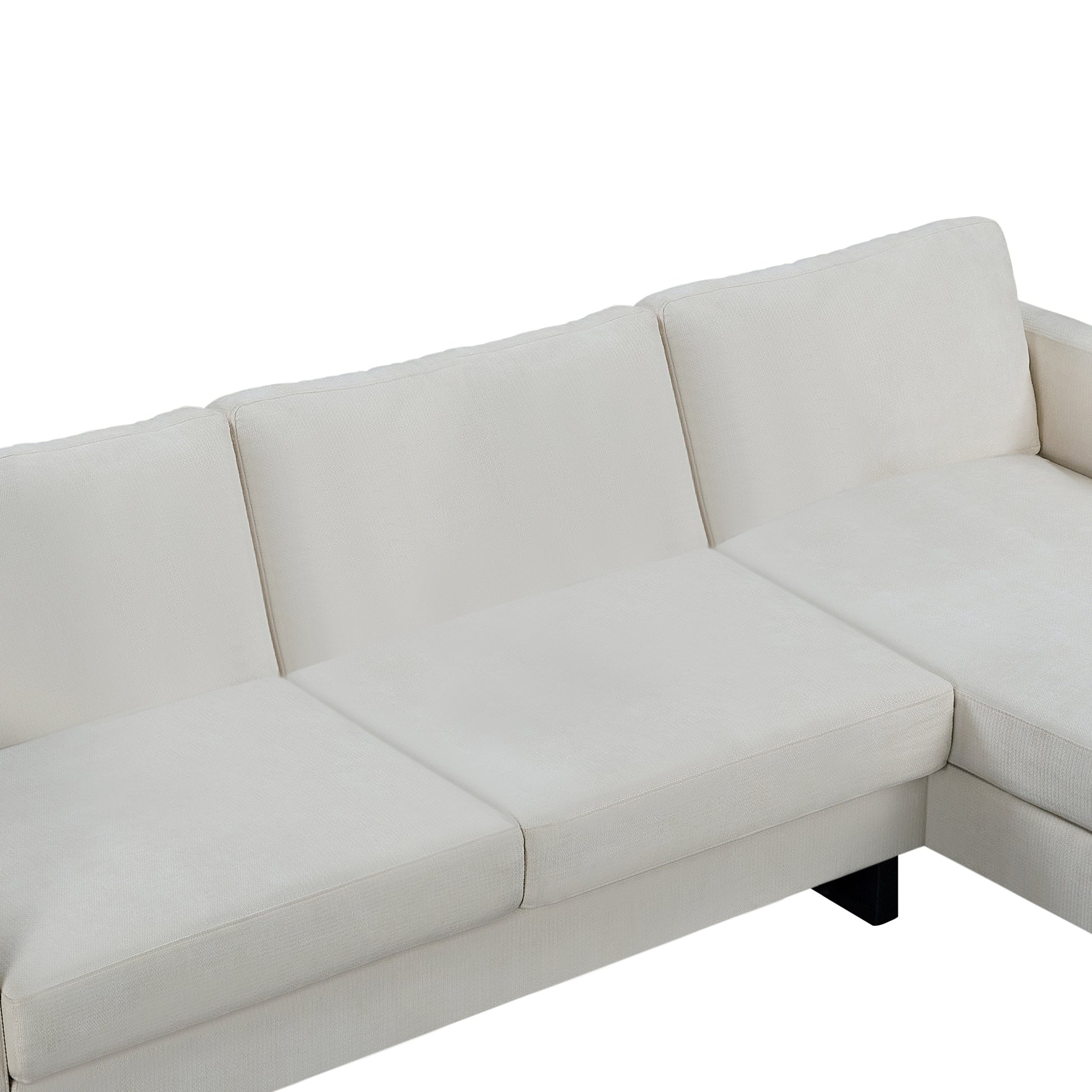 Sofa The Best Choice Products Upholstered Sectional Sofa For Families, Apartments, Dormitories, Award Rooms, Compact Space With Chaise Longue, 3 Seats, L Shaped Design, Off White Cream White Linen Dining Room Medium Soft Metal & Wood 3 Seat