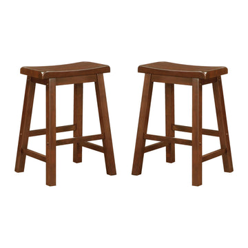 Chestnut Counter Height Stools Set Of 2 Solid Brown Brown Dining Room Wipe Clean Transitional Rubberwood Wood
