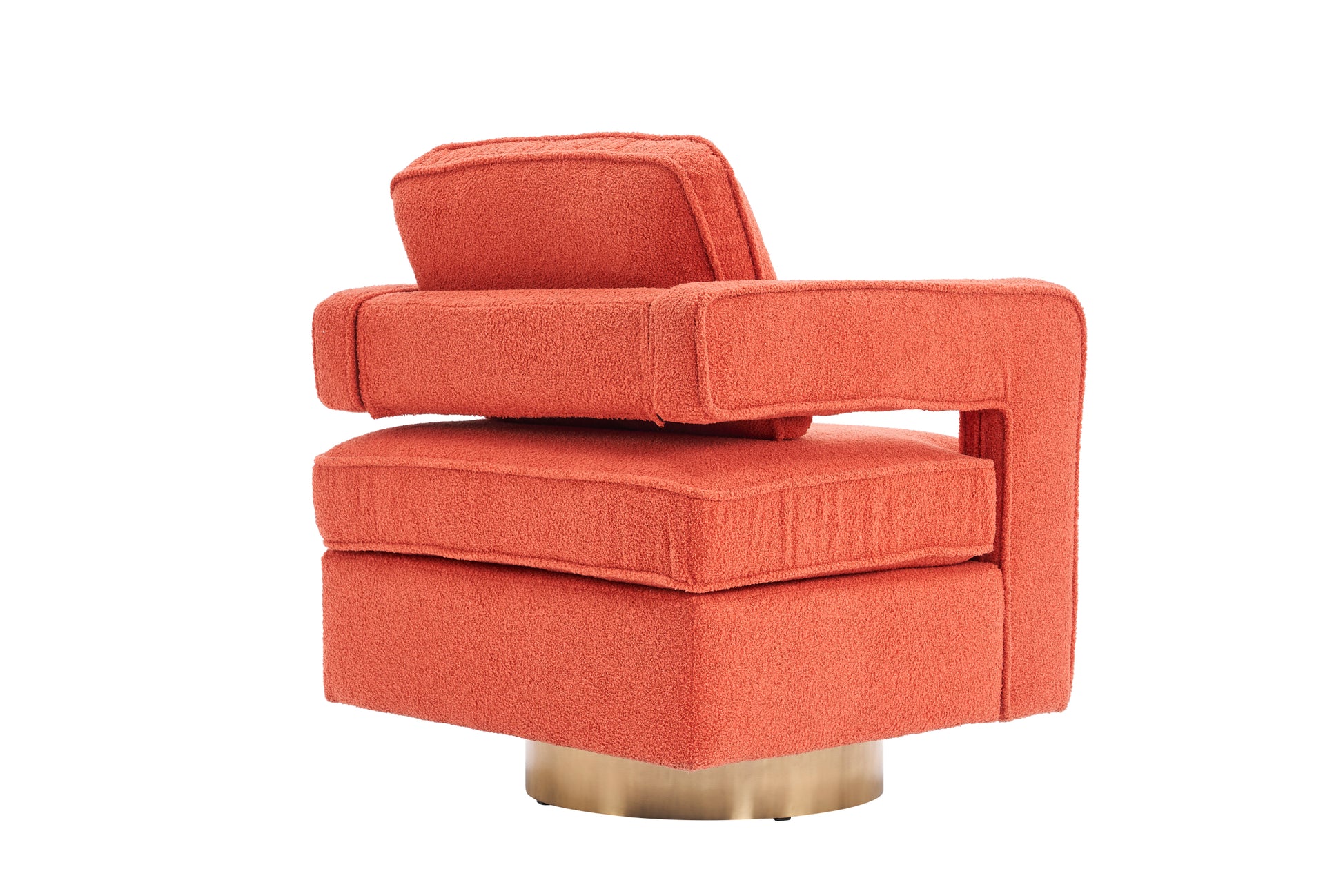 Swivel Barrel Chair For Living Room,360 Degree Swivel Club Modern Accent Single Sofa Chair, Small Leisure Arm Chair For Nursery, Hotel, Bedroom, Office Orange Primary Living Space Modern Faux Fur