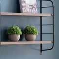 Mounted 2 Tier Display With Adjustable Shelves, Dark Taupe & Black Taupe Particle Board