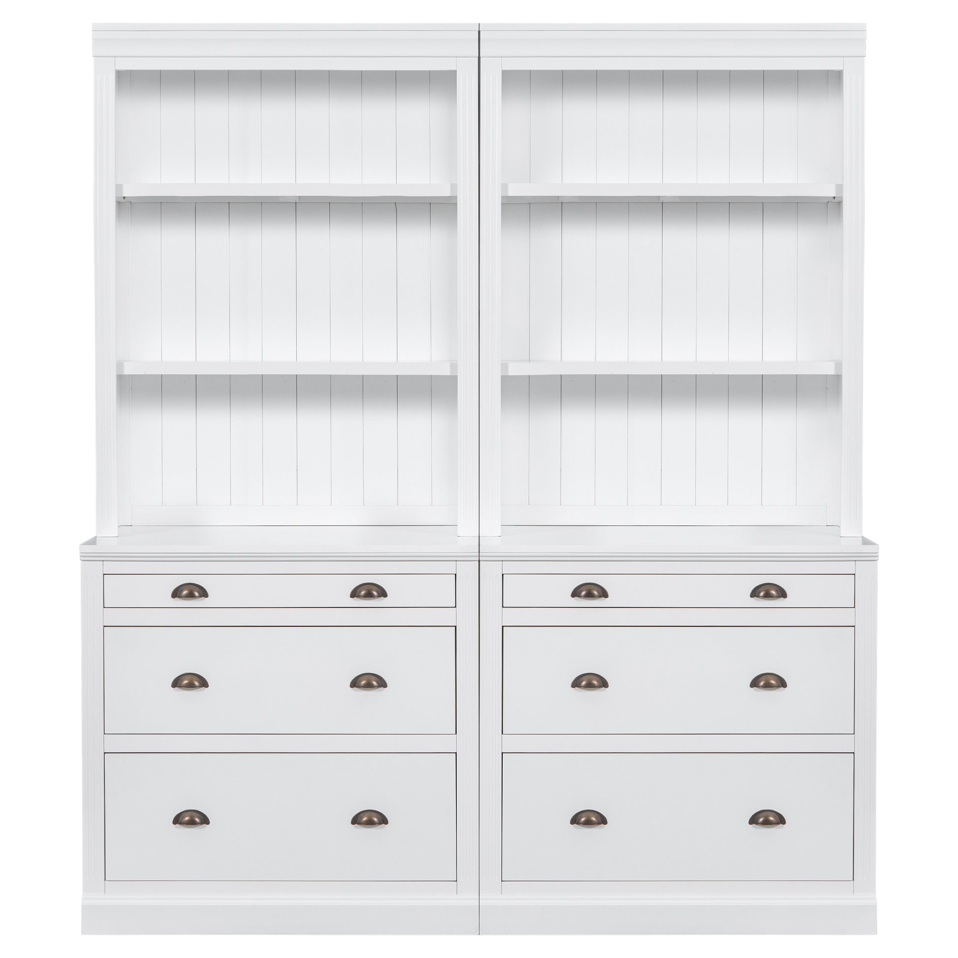 83.4"Tall Bookshelf Suite,Modern Bookcase Suite With Led Lighting, Drawers And Open Shelves,2 Piece Set Storage Bookshelf For Living Room,Home Office,White White Solid Wood Mdf