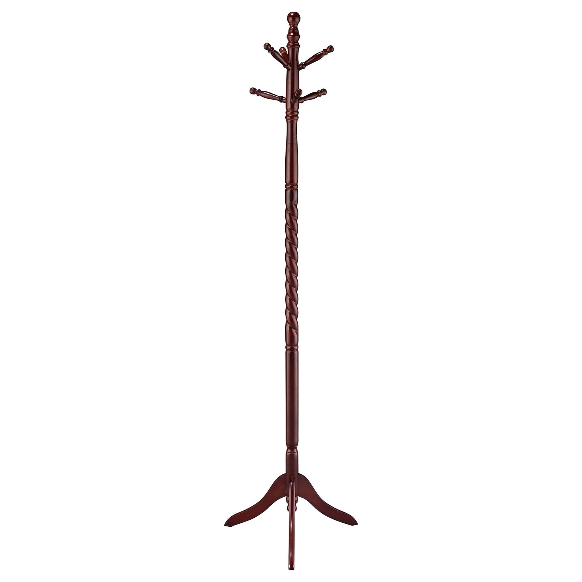 Merlot Coat Rack With Twisted Post Brown Brown Primary Living Space Traditional Rubberwood Wood