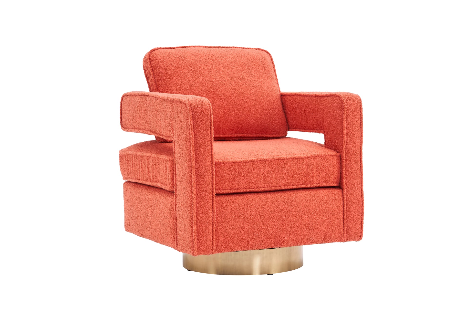 Swivel Barrel Chair For Living Room,360 Degree Swivel Club Modern Accent Single Sofa Chair, Small Leisure Arm Chair For Nursery, Hotel, Bedroom, Office Orange Primary Living Space Modern Faux Fur
