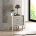 Metallic Sterling 2 Drawer Nightstand Silver Gray 2 Drawers Bedroom Drawer Storage Glam Rubberwood Felt Lined Drawers Wood