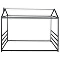 Metal House Shape Platform Bed, Black, Queen Queen Black Metal