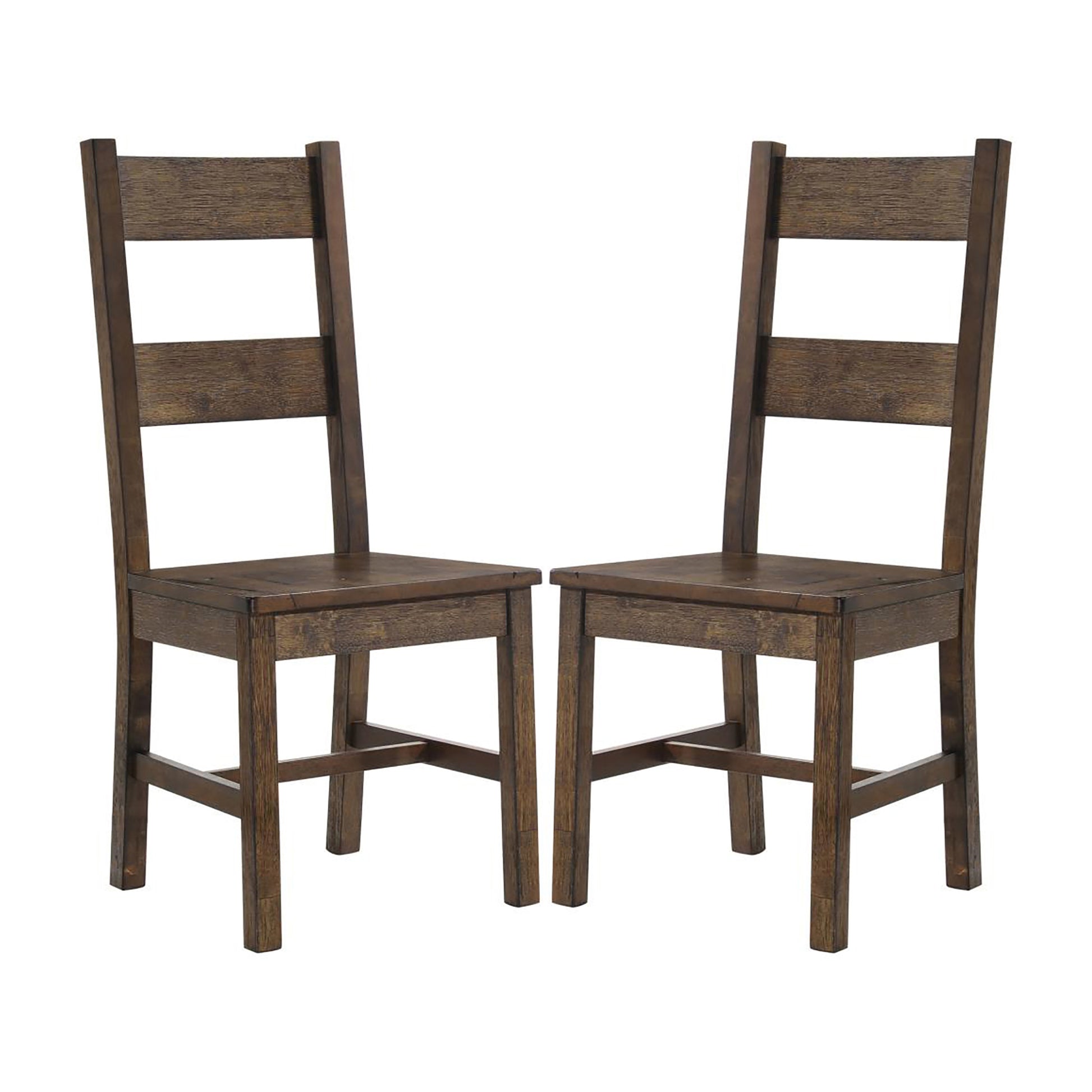 Rustic Golden Brown Ladder Back Dining Chairs Set Of 2 Solid Brown Brown Dining Room Wipe Clean Farmhouse,Rustic Side Chair Rubberwood Ladder Back Wood