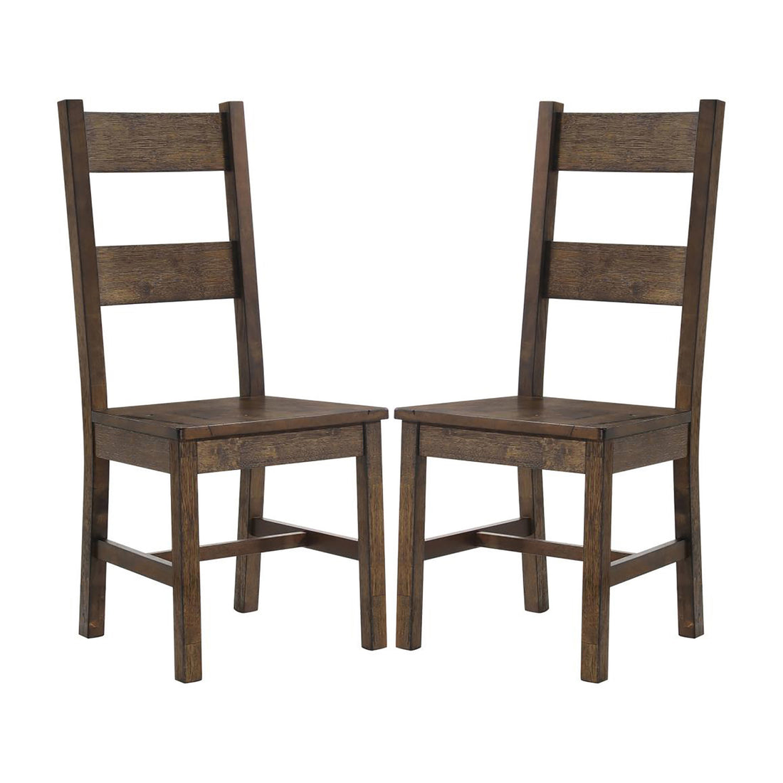 Rustic Golden Brown Ladder Back Dining Chairs Set Of 2 Solid Brown Brown Dining Room Wipe Clean Farmhouse,Rustic Side Chair Rubberwood Ladder Back Wood
