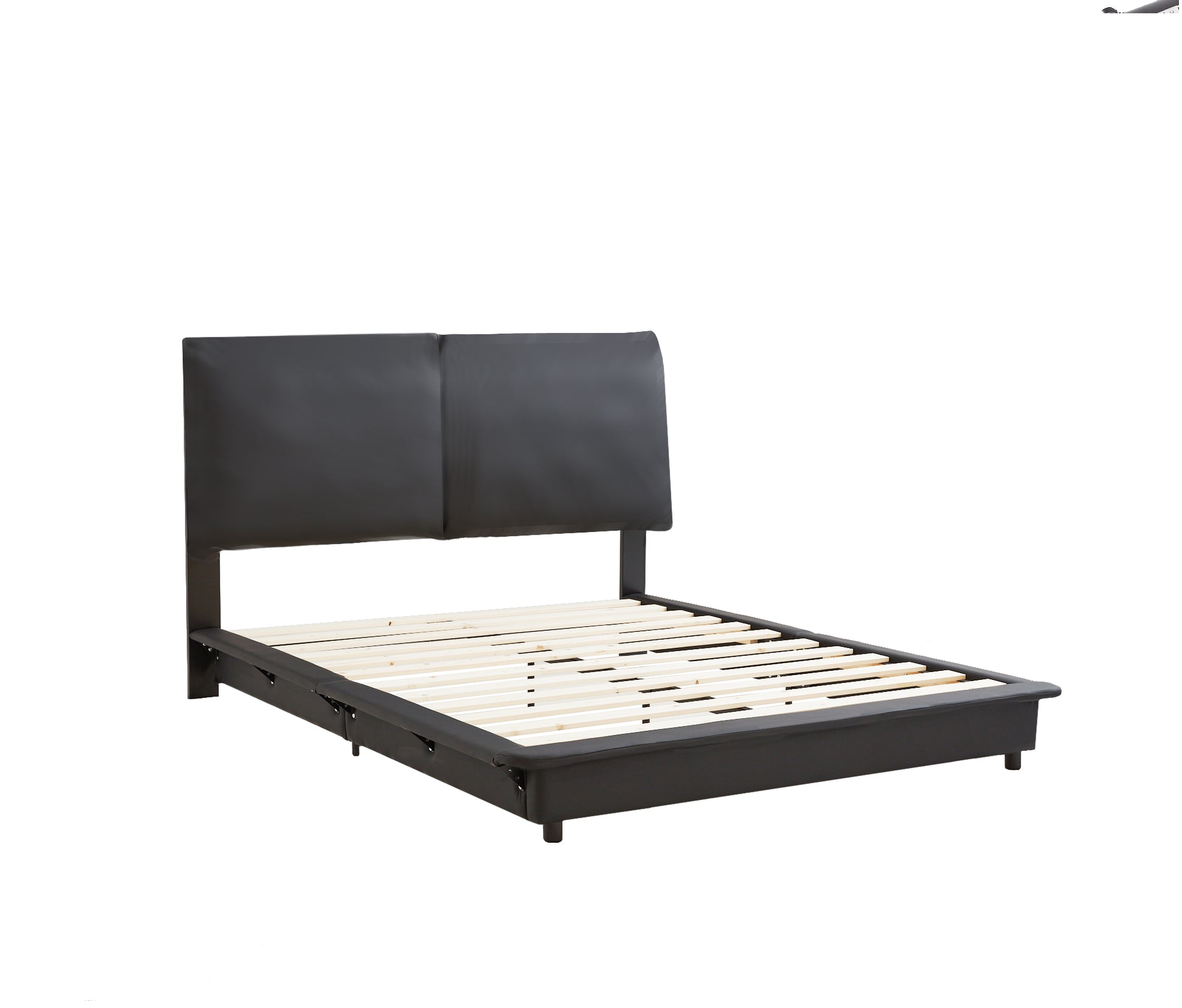 Full Size Upholstered Platform Bed With Sensor Light And Ergonomic Design Backrests, Black Black Upholstered