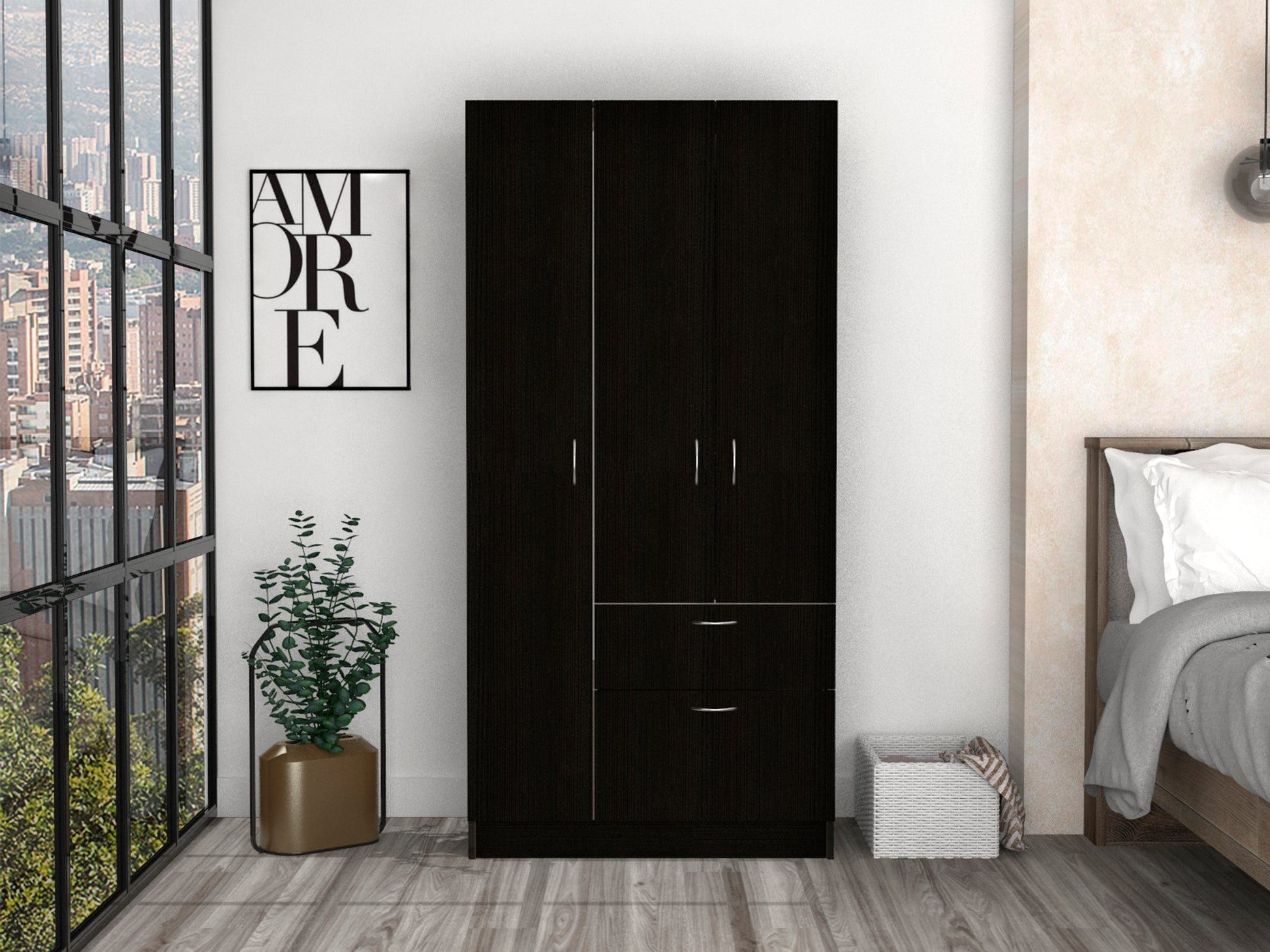 Armoire Cobra, Bedroom, Black White White Black Particle Board Particle Board