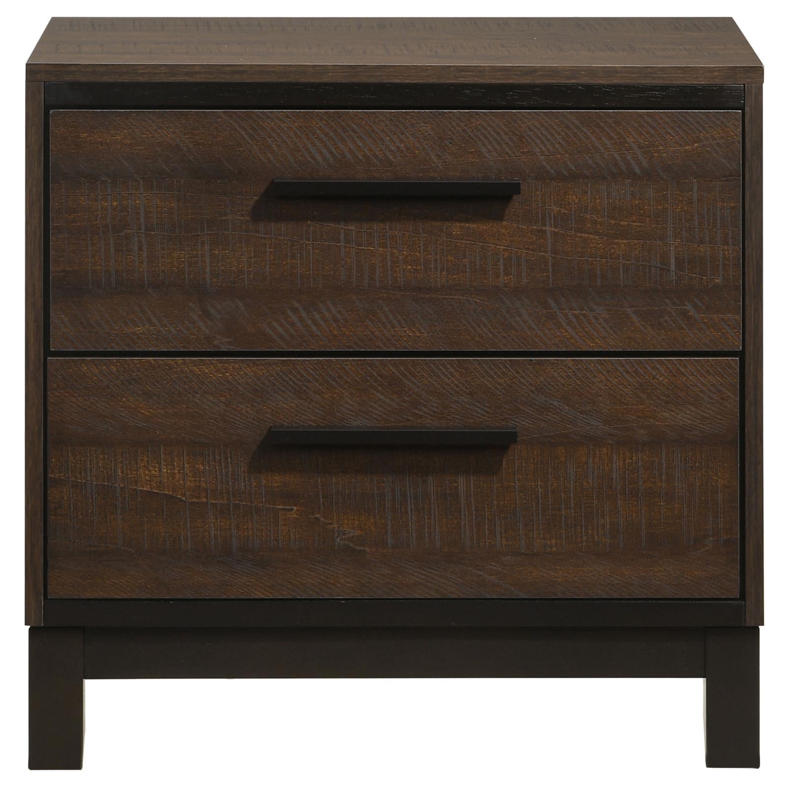 Rustic And Dark Bronze 2 Drawer Nightstand Brown Brown 2 Drawers Bedroom Drawer Storage Farmhouse,Rustic Rubberwood Drawers Wood