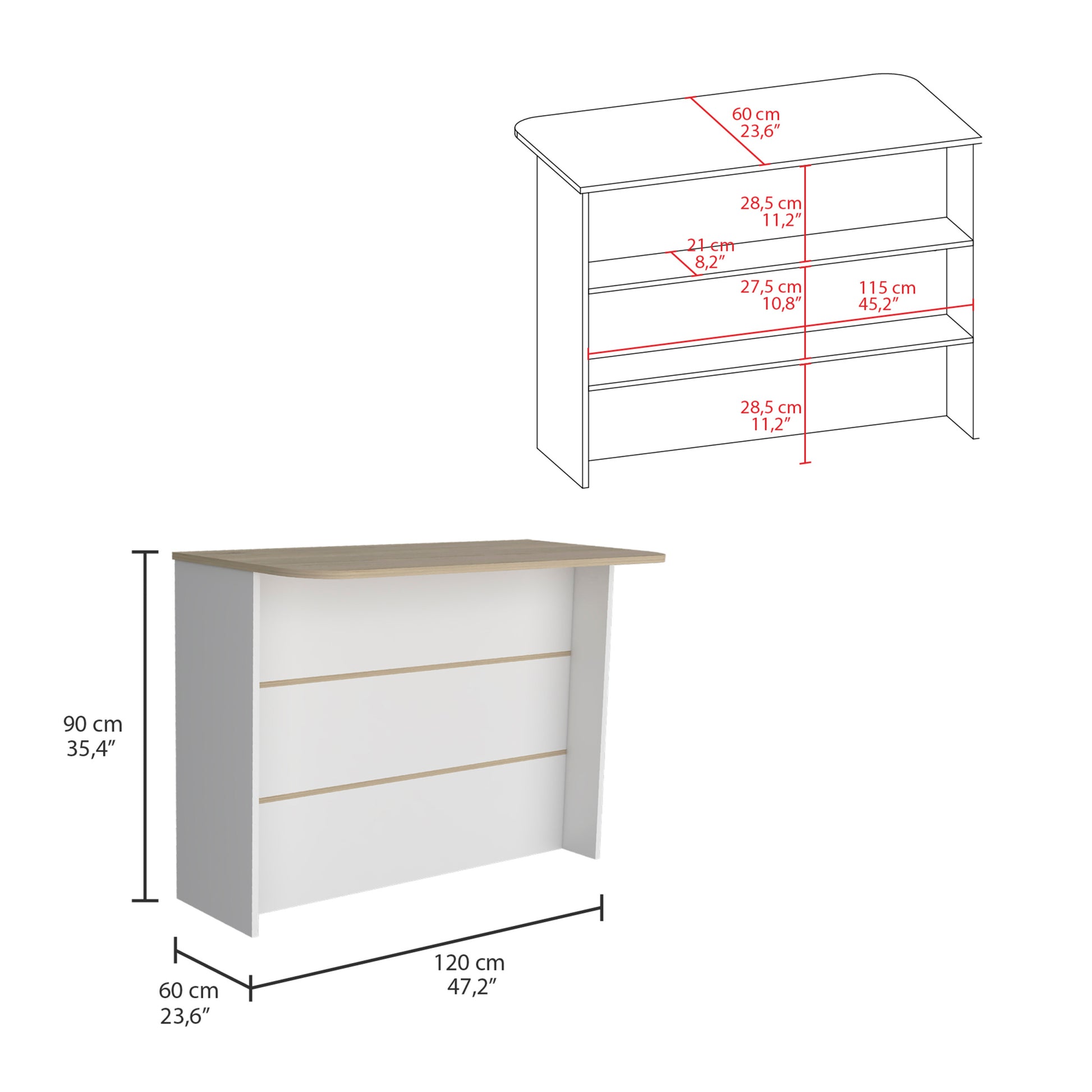 Kitchen Bar Dayton, Kitchen, White Light Pine Light Oak Particle Board Particle Board