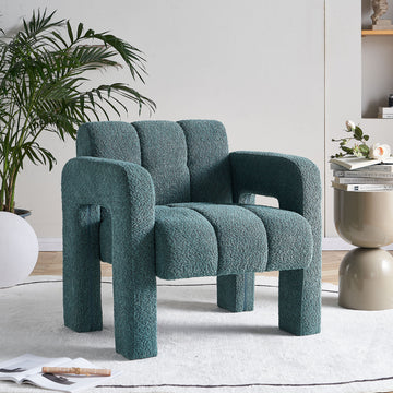 31.10" Wide Boucle Upholstered Accent Chair Green Primary Living Space Modern Fiber Foam And Polyester Fiber Pad Boucle
