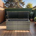 Outdoor Storage Box, 113 Gallon Wicker Patio Deck Boxes With Lid, Outdoor Cushion Storage For Kids Toys, Pillows, Towel Grey Wicker No Grey Rust Resistant Frame Mildew Resistant Cushion Garden &