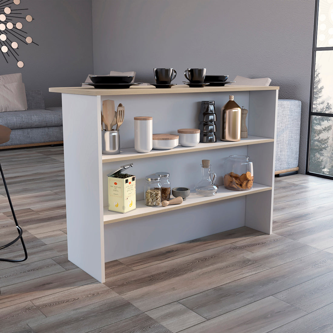 Kitchen Bar Dayton, Kitchen, White Light Pine Light Oak Particle Board Particle Board