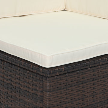 11 Piece Patio Wicker Conversation Set, 10 Seater Patio Sectional Set With 3 Storage Box Under Seat Brown Wicker White Cushion Yes Complete Patio Set Brown Rust Resistant Frame Mildew Resistant Cushion Garden & Outdoor Modern Complete Patio Sets Fiber