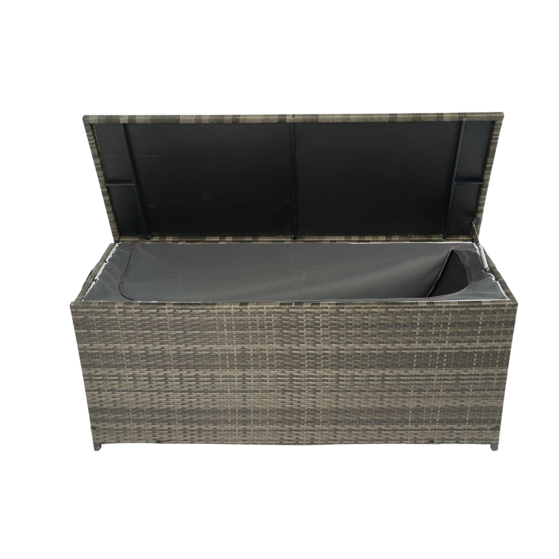 Outdoor Storage Box, 113 Gallon Wicker Patio Deck Boxes With Lid, Outdoor Cushion Storage For Kids Toys, Pillows, Towel Grey Wicker No Grey Rust Resistant Frame Mildew Resistant Cushion Garden &