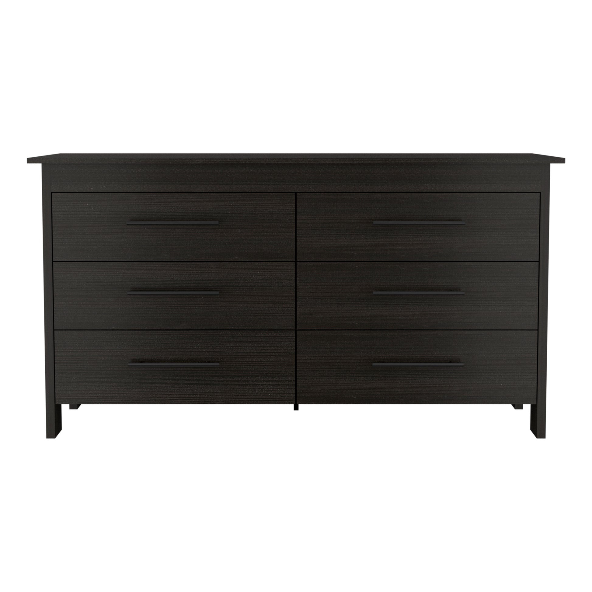 6 Drawer Double Dresser Wezz, Bedroom, Black Black Particle Board Particle Board