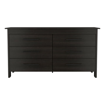 6 Drawer Double Dresser Wezz, Bedroom, Black Black Particle Board Particle Board