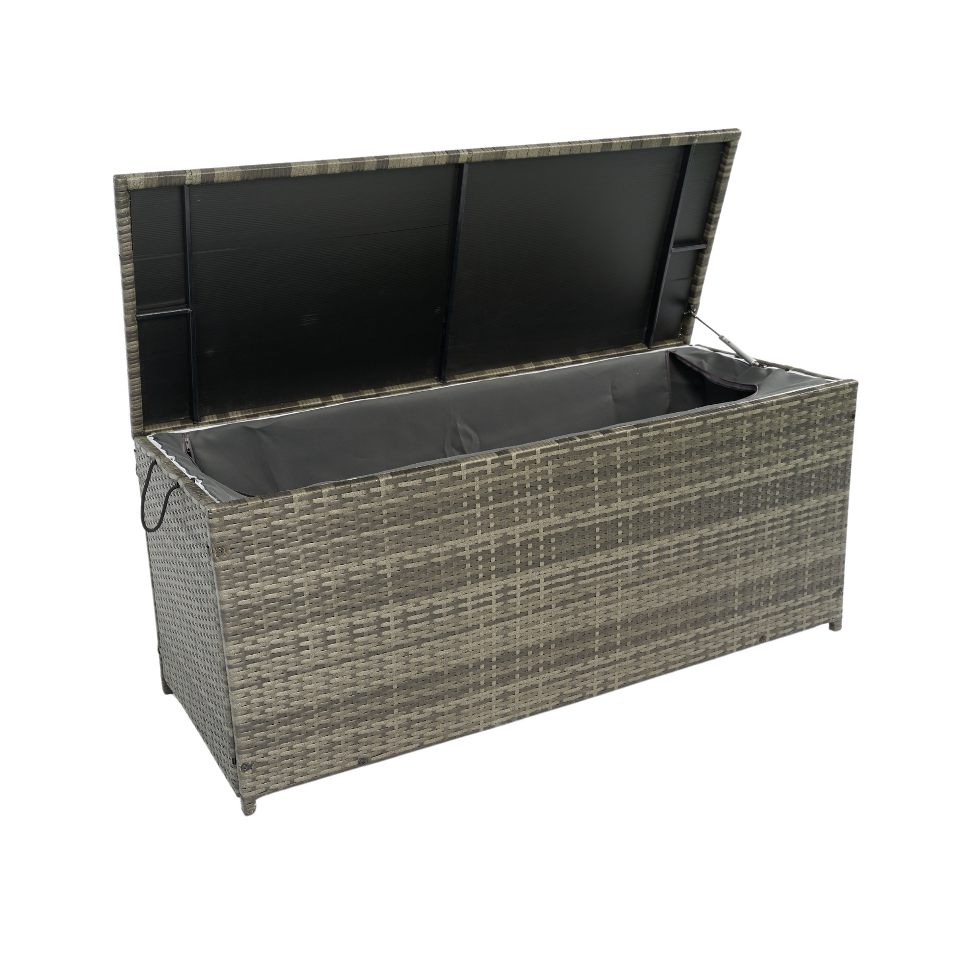 Outdoor Storage Box, 113 Gallon Wicker Patio Deck Boxes With Lid, Outdoor Cushion Storage For Kids Toys, Pillows, Towel Grey Wicker No Grey Rust Resistant Frame Mildew Resistant Cushion Garden &