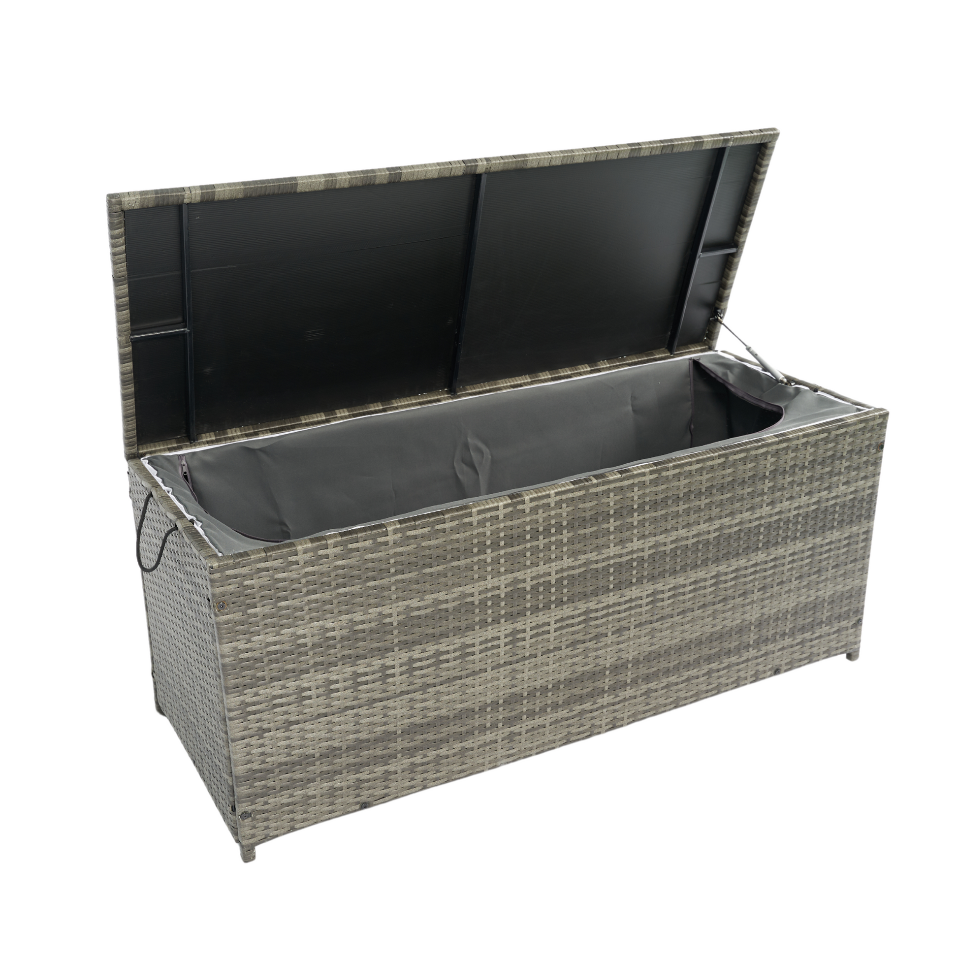 Outdoor Storage Box, 113 Gallon Wicker Patio Deck Boxes With Lid, Outdoor Cushion Storage For Kids Toys, Pillows, Towel Grey Wicker No Grey Rust Resistant Frame Mildew Resistant Cushion Garden &